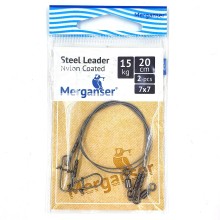 Steel leader, 7x7 Nailon covered, 15 kg, 20 cm, 2 pcs, Merganser