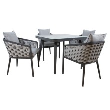Комплект садовой мебели MARIE стол и 4 стула, серый