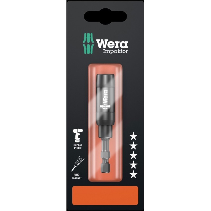 Wera 897/4 Impaktor 1/4" bit holder with magnet and retaining ring, 75mm Wera 897/4 Impaktor 1/4" bit holder with magnet and retaining ring, 75mm