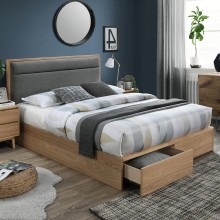 Bed BLOSSOM 160x200cm, dark grey/oak