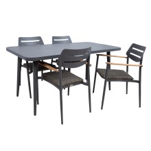 Garden furniture set WALES table, 4 chairs, dark grey
