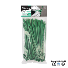 Releasable cable ties 7,6 x 300mm GREEN, 100pcs