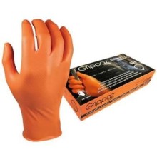 Одноразовые нитриловые перчатки M-Safe Grippaz 246OR, в коробке 50шт, толщина 0,15мм, оранжевые, размер 11/ XXL