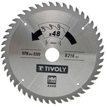 Диск циркулярный Tivoly 190x30x2,8/1,7мм, z40, 15°, (адаптер 20мм), по дереву