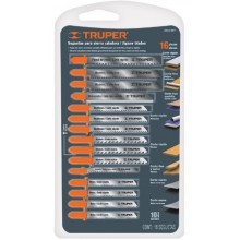 Jigsaw blade T-shank set for wood, plastic and metal 16 pcs Truper®