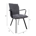Chair EDDY with armrests, grey