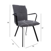 Chair EDDY with armrests, grey