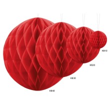 Paper decoration 'Honeycomb ball red' 30cm 1pc