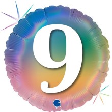 Happy "9" Colorful Rainbow Balloon