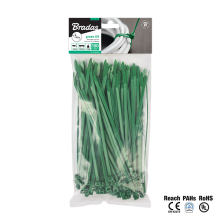 Releasable cable ties 4,8 x 200mm GREEN, 100pcs