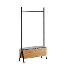 Clothes rack AALBORG with bench 97x32xH180cm, oak