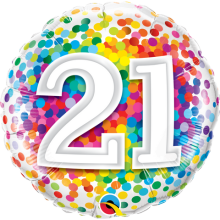 Rainbow Confetti "21" Balloon