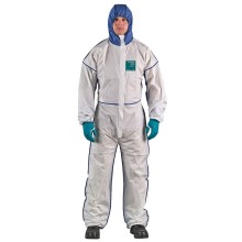 Disposable coverall Ansell Alphatec 1800 Comfort, type 5/6, white/blue, breathable, full back, size XXL