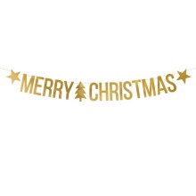 Banner Merry Christmas gold 10.5x150 cm