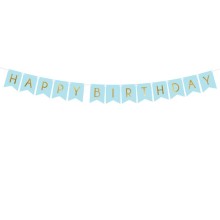 Banner Happy Birthday, light blue 15*175cm