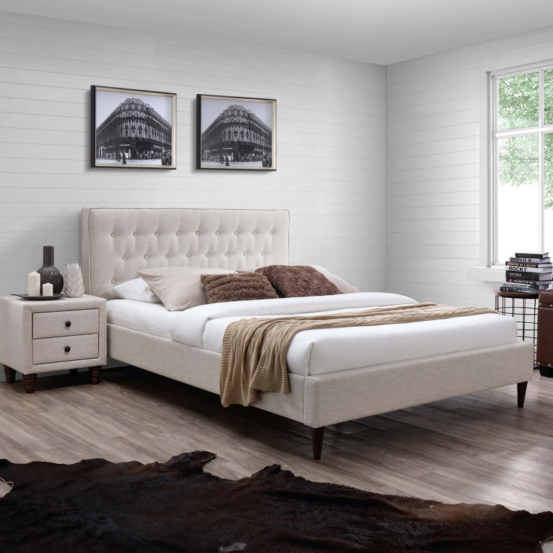 Bed EMILIA 90x200cm, with mattress HARMONY DUO, light beige Bed EMILIA 90x200cm, with mattress HARMONY DUO, light beige
