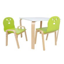 Lastekomplekt HAPPY laud ja 2 tooli, valge/roheline