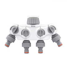 WHITE LINE SOLID 4-way manifold with 1 "or 3/4" tap valves