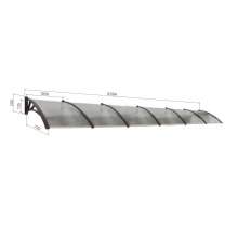 Canopy over the door, black, with transparent polycarbonate, width 6396 mm, Conos