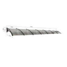 Canopy over the door, black, with polycarbonate bronze, width 7452 mm, Conos
