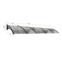Canopy over the door, black, with polycarbonate bronze, width 5340 mm, Conos