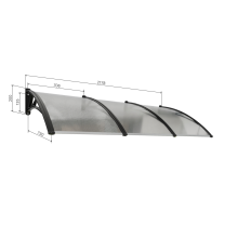Canopy over the door, black, with polycarbonate bronze, width 2178 mm, Conos