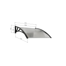 Canopy over the door, black, with polycarbonate bronze, width 1116 mm, Conos