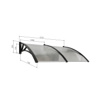 Canopy over the door, brown, with bronze polycarbonate, width 2172 mm, Conos