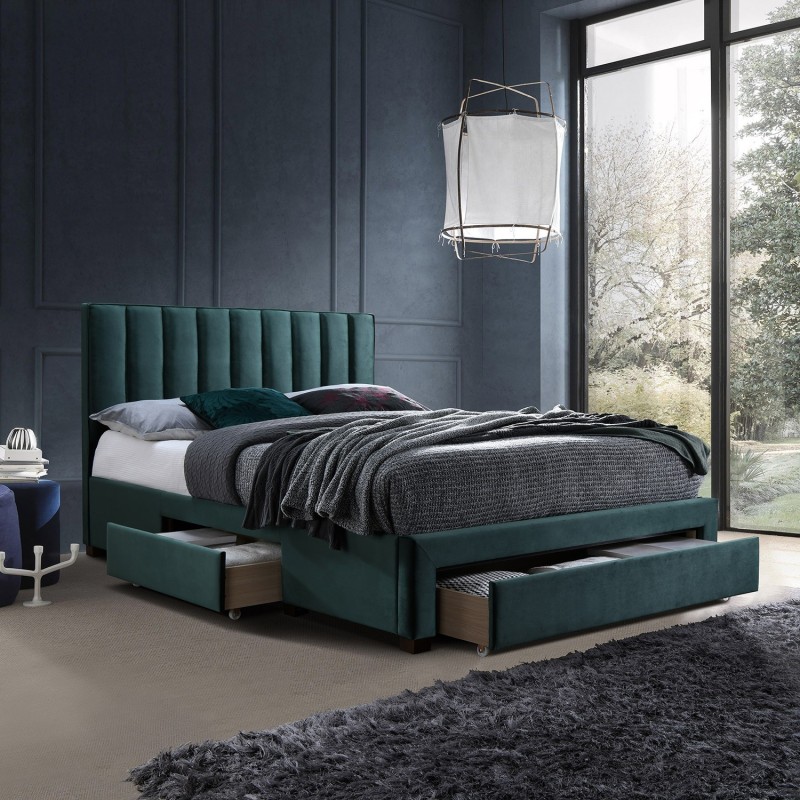 Кровать GRACE 160x200см, с ящиками, зеленая Кровать GRACE 160x200см, с ящиками, зеленая