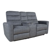 Recliner sofa GASTON 2-seater, electric, grey velvet