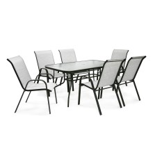 Garden furniture set DUBLIN table, 6 chairs, silver grey