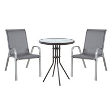 Garden furniture set DUBLIN table, 2 chairs, grey