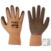 Gloves PERFECT GRIP BROWN latex, size 9