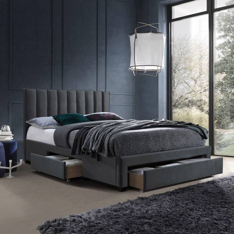 Bed GRACE 160x200cm, with mattress HARMONY DUO, dark grey Bed GRACE 160x200cm, with mattress HARMONY DUO, dark grey
