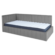 Bed JASPER 90x200cm with mattress HARMONY UNO, grey
