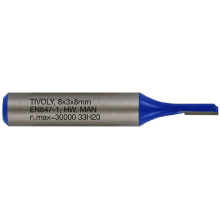 Straight slot cutter, 3x8 mm, 8mm shank