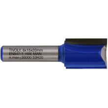 Straight slot cutter, 15x8 mm, 8mm shank