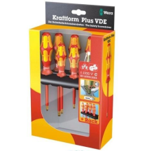 Wera Kraftform Plus 160i/165i/7 VDE insulated screwdriver set 7pcs PZ+SL+voltage tester, with rack