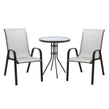 Garden furniture set DUBLIN table, 2 chairs, silver grey