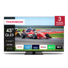 TV Set THOMSON 43" (4K/Smart, QLED, 3840x2160, Wireless LAN, Bluetooth, Google TV, Black, 43QG7C14)