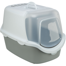 Vico Open Top cat litter tray, with hood, 40 × 40 × 56 cm, light grey white