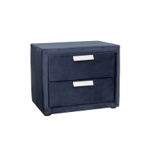 Прикроватная тумба GRACE 2-ящиками, 50,5x41xH40см, обивка из мебельного текстиля, цвет: синий
