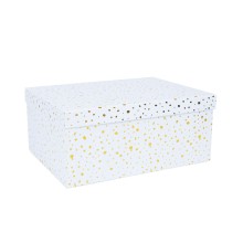 Box DIANA-5, with a lid 29x22xH12,5cm, white/gold
