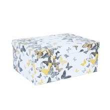 Box DIANA-2, with a lid 35x27xH15,7cm, white/butterfly