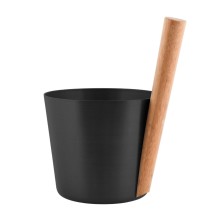 Sauna basket RENTO BLACK, 5L, aluminium/bamboo