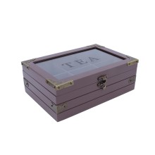 Tea box HAZEL 24x17xH9cm, burgundy red