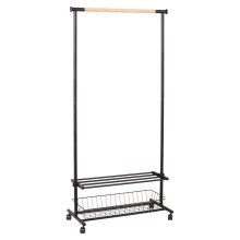 Clothes hanger trolley FOREST 80x36xH165cm, black/natural