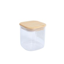 Storage jar JAR 10x10xH10cm 800ml with bamboo lid, glass