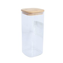 Storage jar JAR 10x10xH23cm 1900ml with bamboo lid, glass