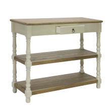 Side table SAMIRA 97x35xH80,5cm, antique white/natural